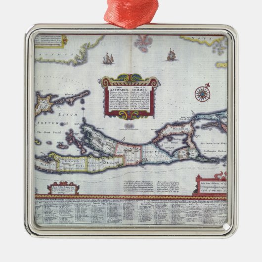 Kaart van Bermuda Metalen Ornament (Voorkant)