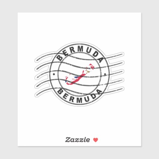 Kaart van Bermuda, poststempel Sticker (Vel)