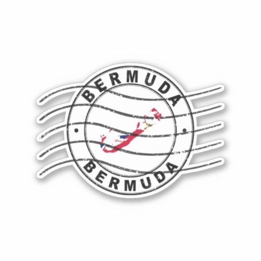 Kaart van Bermuda, poststempel Sticker (Voorkant)