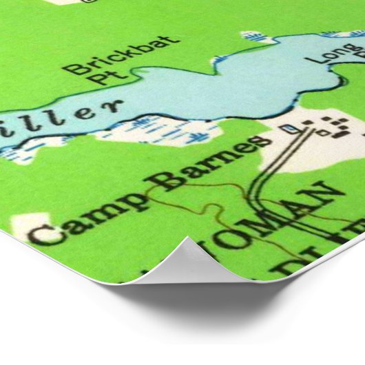  kaart van Bethany Beach Delaware (1954) Poster (Hoek)