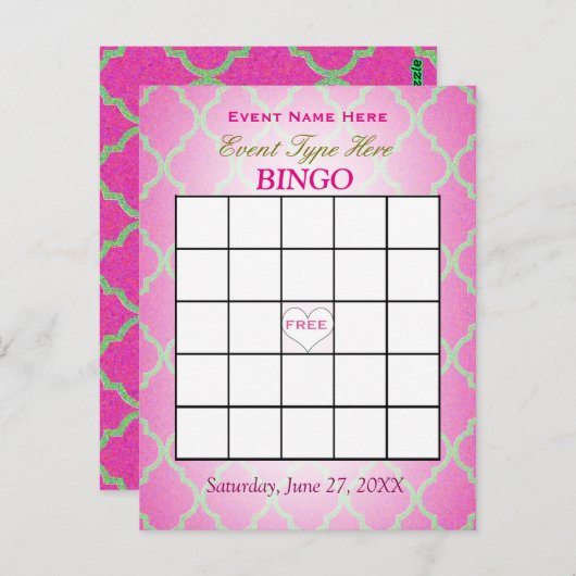 Kaart | van Bingo Roze Quatrefoil (Voorkant / Achterkant)