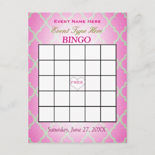Kaart | van Bingo Roze Quatrefoil (Voorkant)
