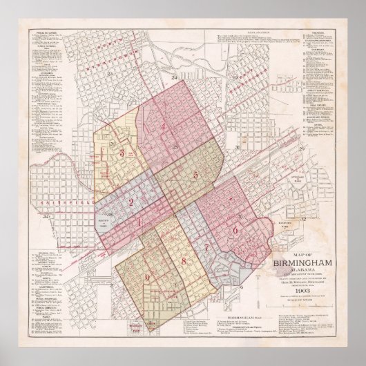 kaart van Birmingham AL (1903) Poster (Voorkant)