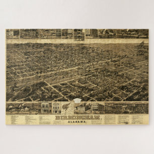  kaart van Birmingham, Alabama (1885) Legpuzzel