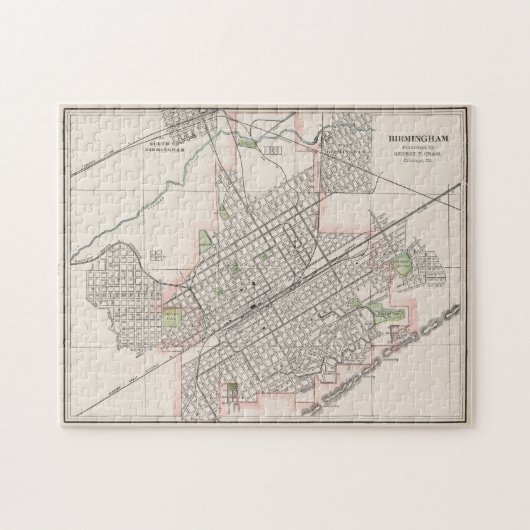  kaart van Birmingham Alabama (1901) Legpuzzel (Horizontaal)