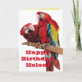 Kaart van Birthday Waterverf Bright Red Macaw Parr (Voorkant)