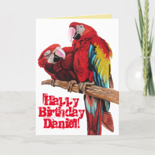Kaart van Birthday Waterverf Bright Red Macaw Parr