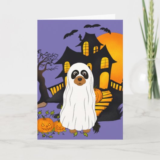 Kaart van Black en Tan Cavalier Ghost Halloween (Voorkant)
