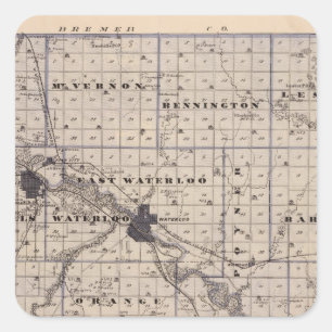 Kaart van Black Hawk County, staat Iowa Vierkante Sticker