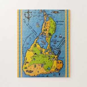 Kaart van Block Island 11x14 Legpuzzel