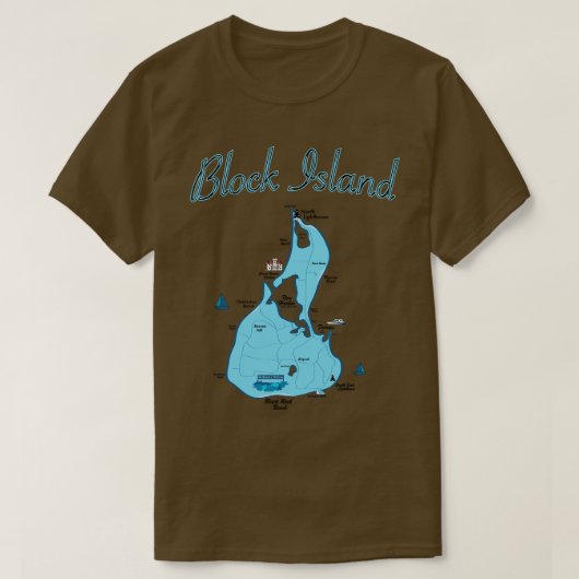Kaart van Block Island Rhode Island T-shirt (Design voorkant)