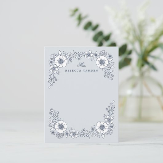 Kaart van bloemen - Blauw (Staand voorkant)