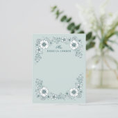 Kaart van bloemen - Blauwgroen (Staand voorkant)