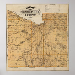 Kaart van Blue Earth County, Minnesota Poster