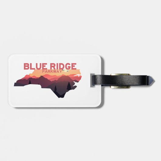 Kaart van Blue Ridge Parkway North Carolina Bagagelabel (Achterkant horizontaal)