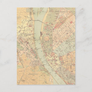  kaart van Boedapest Hongarije (1884)