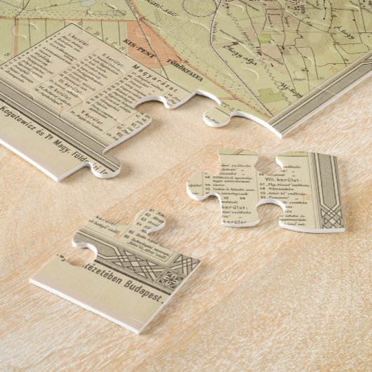 kaart van Boedapest Hongarije (1900) Legpuzzel (Zijkant)