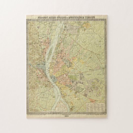  kaart van Boedapest Hongarije (1900) Legpuzzel (Verticaal)
