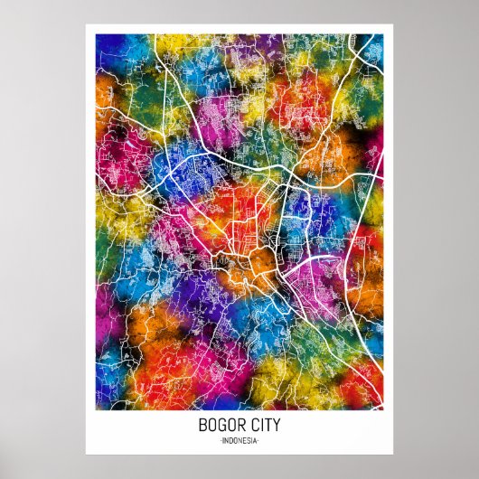 Kaart van Bogor City Indonesia Poster (Voorkant)