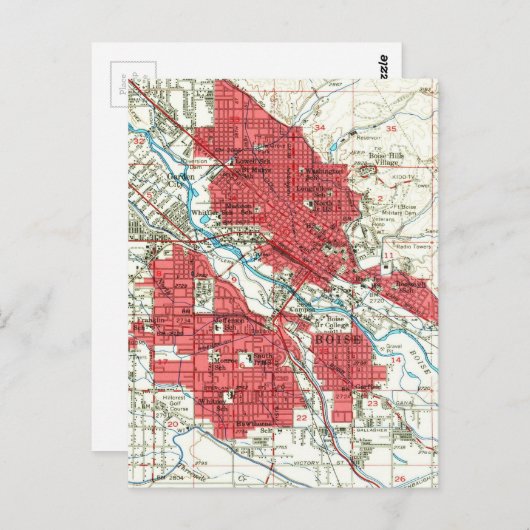  kaart van Boise Idaho (1954) (Voorkant / Achterkant)