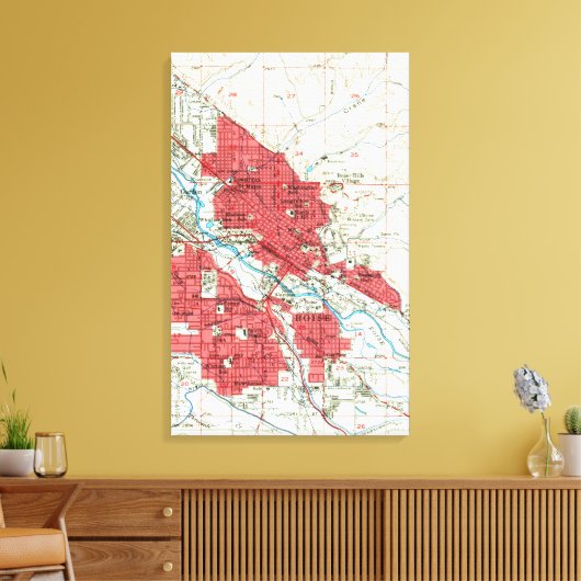  kaart van Boise Idaho (1954) Canvas Afdruk (Insitu (Woonkamer))