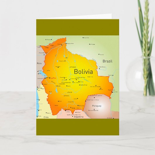 Kaart van Bolivia met steden en grenzen