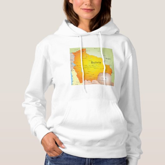 Kaart van Bolivia met steden en grenzen Hoodie (Voorkant)