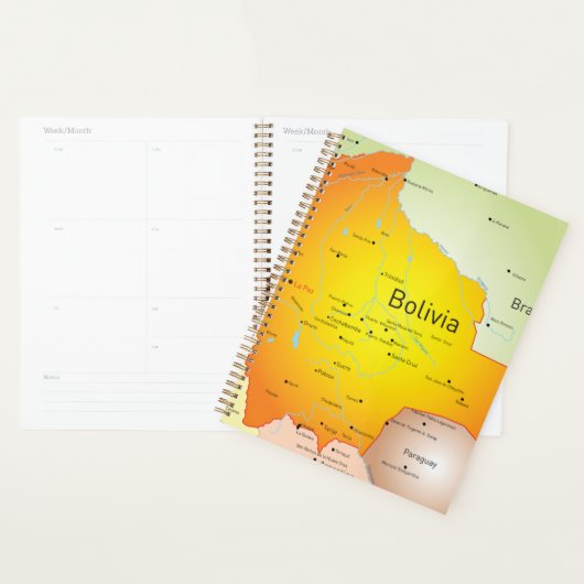 Kaart van Bolivia met steden en grenzen Planner (Display)