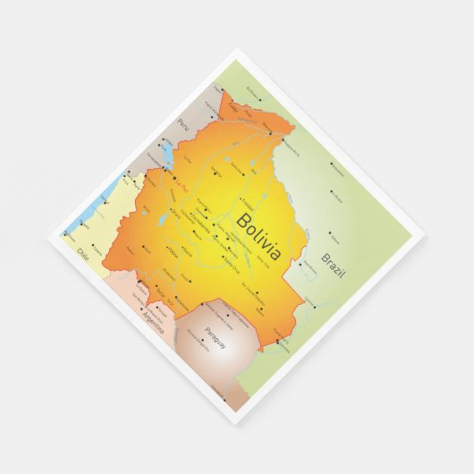 Kaart van Bolivia met steden en grenzen Servet (Hoek)