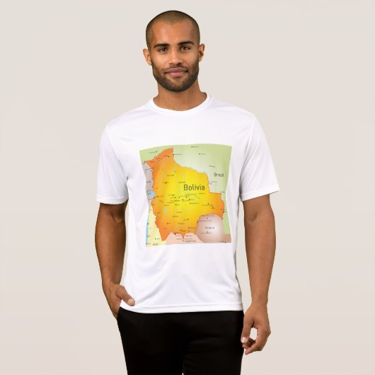 Kaart van Bolivia met steden en grenzen T-shirt (Voorkant volledig)