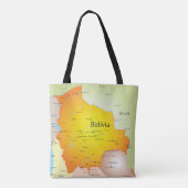 Kaart van Bolivia met steden en grenzen Tote Bag (Achterkant)