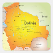 Kaart van Bolivia met steden en grenzen Vierkante Sticker (Voorkant)