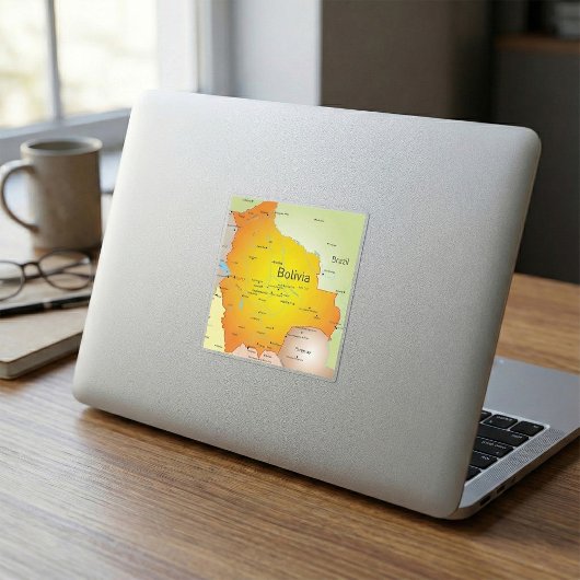 Kaart van Bolivia met steden en grenzen Vierkante Sticker
