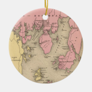 kaart van Boothbay Maine (1894) Keramisch Ornament