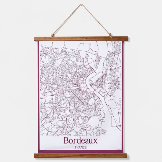 Kaart van Bordeaux Frankrijk Hangend Wandkleed (Voorkant)
