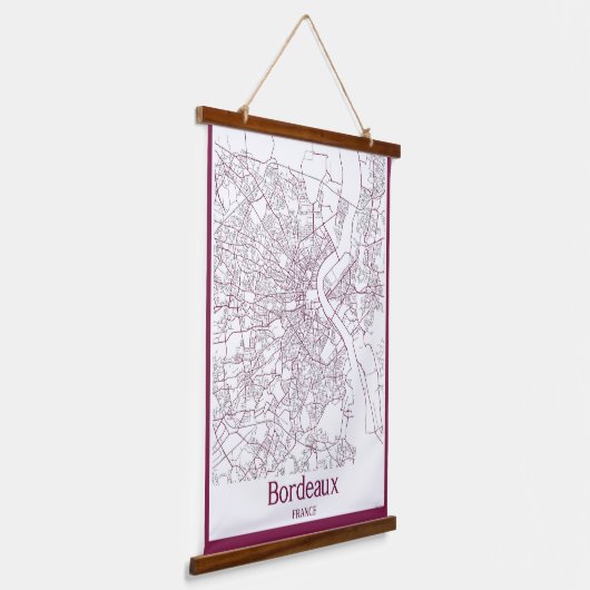 Kaart van Bordeaux Frankrijk Hangend Wandkleed (Gebogen)