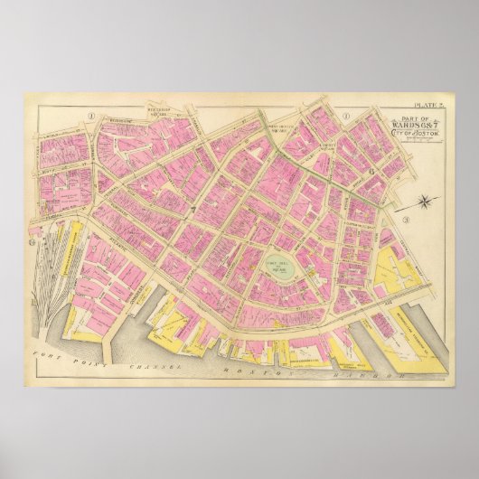 Kaart van Boston 12 Poster (Voorkant)