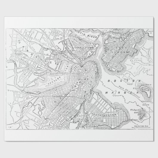  kaart van Boston (1878) Cadeaupapier (Vlak)