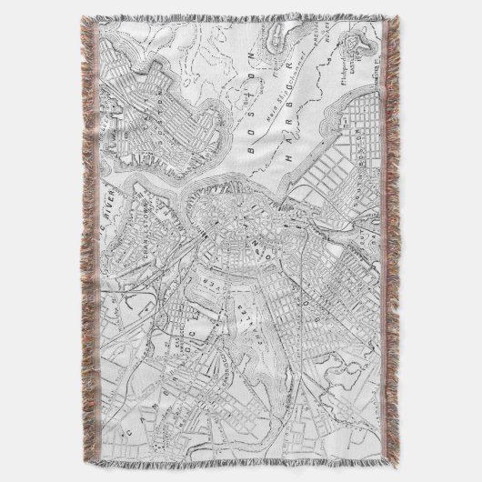  kaart van Boston (1878) Deken (Voorkant Verticaal)