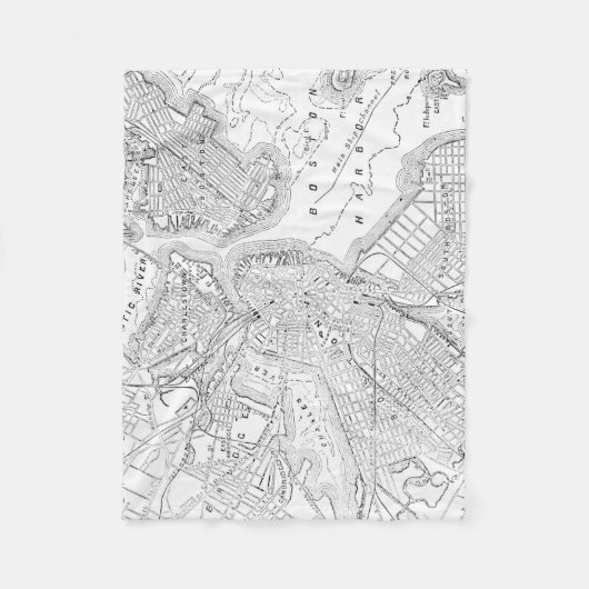 kaart van Boston (1878) Fleece Deken (Voorkant)