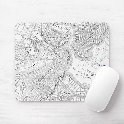  kaart van Boston (1878) Muismat (Met muis)