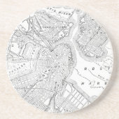  kaart van Boston (1878) Zandsteen Onderzetter (Voorkant)