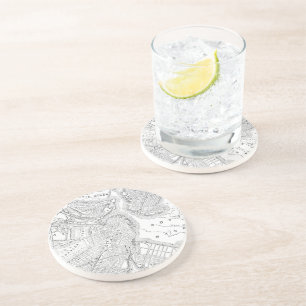 kaart van Boston (1878) Zandsteen Onderzetter