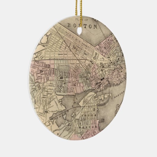  kaart van Boston (1880) Keramisch Ornament (Rechts)