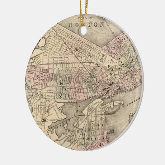  kaart van Boston (1880) Keramisch Ornament (Links)