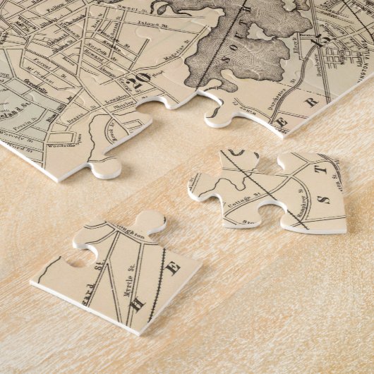  kaart van Boston (1880) Legpuzzel (Zijkant)