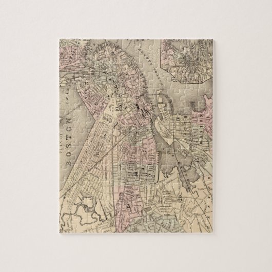  kaart van Boston (1880) Legpuzzel (Verticaal)