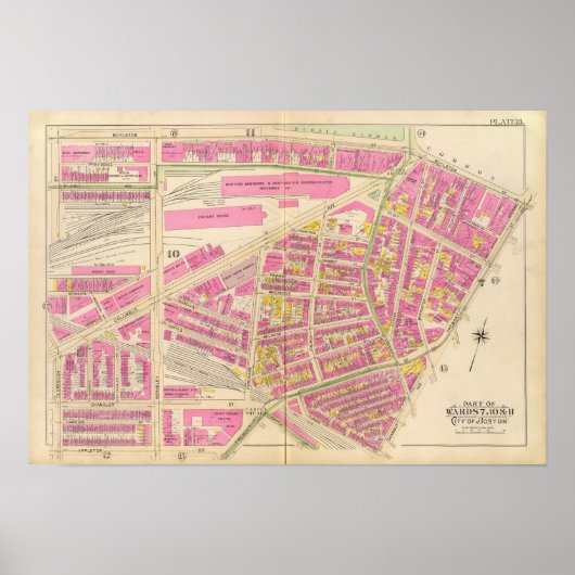 Kaart van Boston 19 Poster (Voorkant)