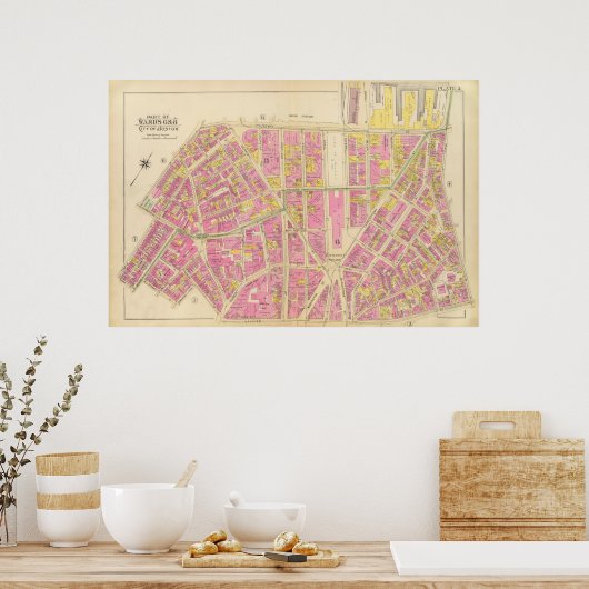 Kaart van Boston 28 Poster (Keuken)