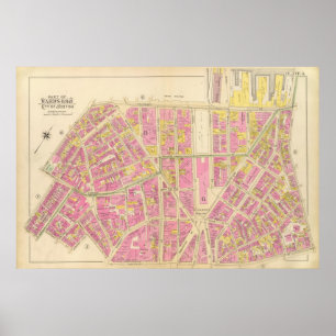 Kaart van Boston 28 Poster